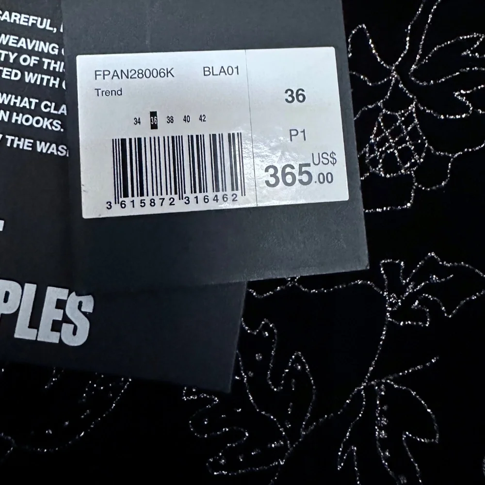 NWT | The Kooples | Black Velvet Trousers with Embroidered Metallic Floral Print - Picture 9 of 11